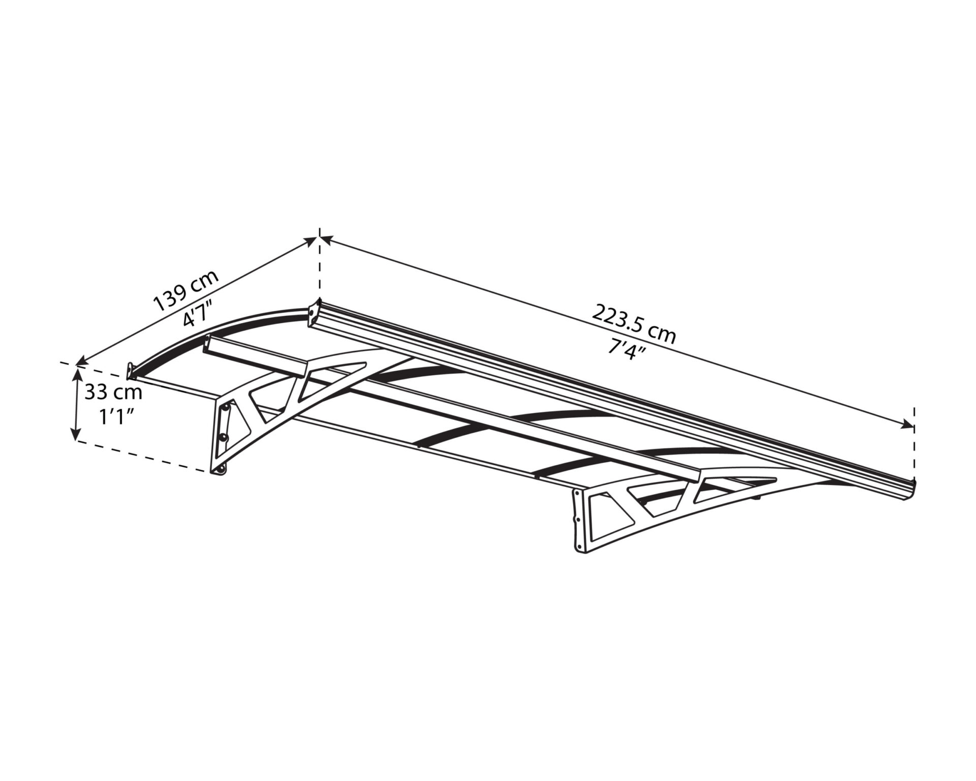 Amsterdam Door Awning Dimensions